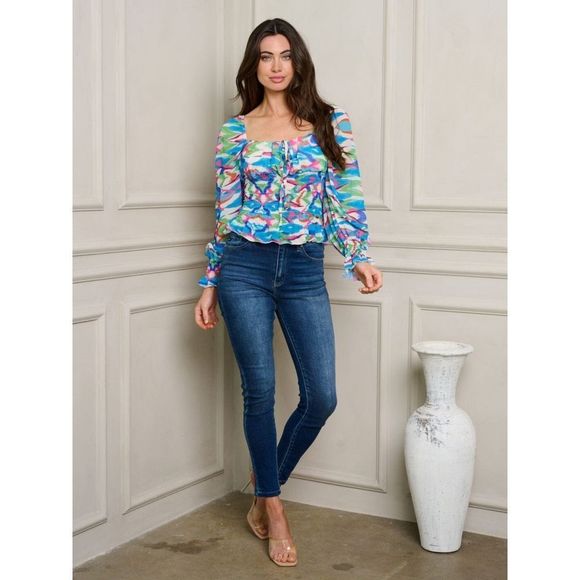 Shirred Colorful Top - Picture 6 of 11